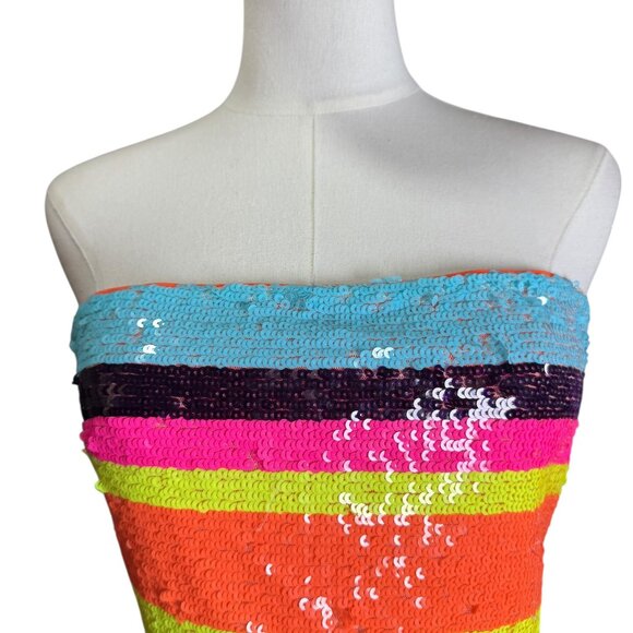 Ramy Brook Winnie Strapless Sequin Mini Dress Size 4 NWT | Multicolor Rainbow - Picture 9 of 15